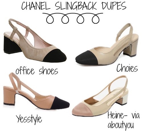 Chanel Slingback dupes, Chanel Slingback look a likes